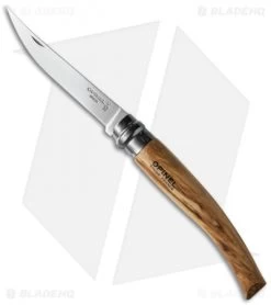 Opinel Knives No 10 Slim Stainless Steel Folding Knife Olive Wood (4" Satin) #10