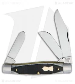 Queen Cutlery Cattle King Stockman Pocket Knife 3.375" Black Bone 49QC